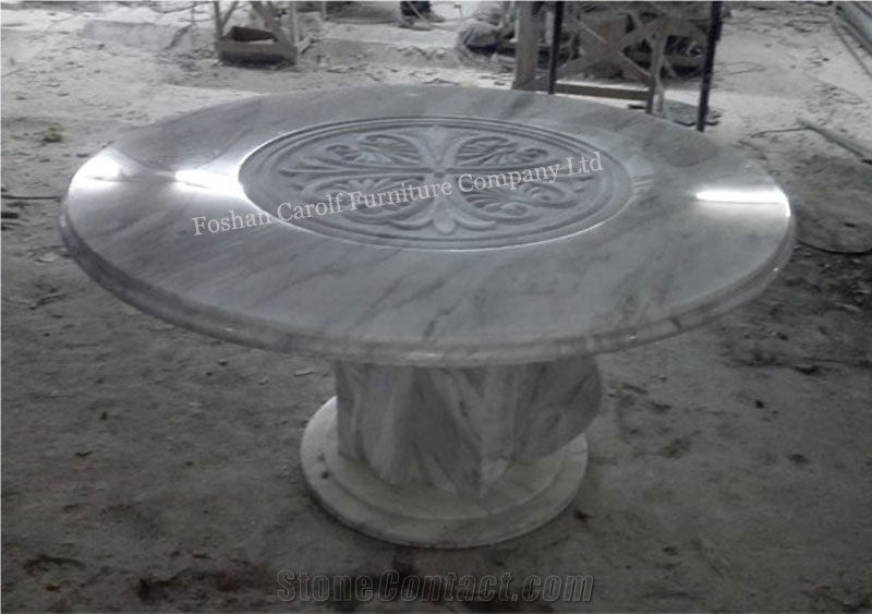 Round Table for White Marble Home Used, 3 Pieces