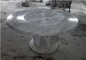 Round Table for White Marble Home Used, 3 Pieces