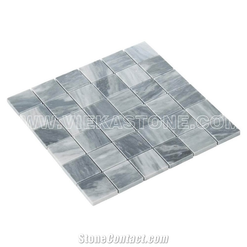 Bardiglio Marble Mosaic Square Polished for Interior Kitchen, Bathroom, Backsplash Wall Floor Tile