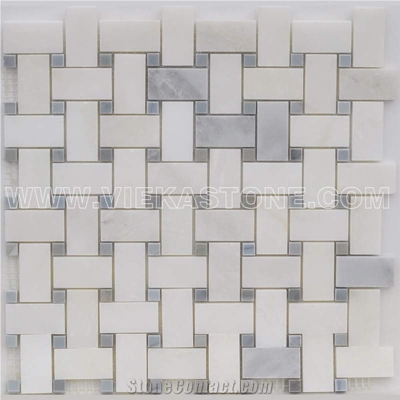 Bianco Carrara White Marble Mosaic Tile Basketweave Mosaic