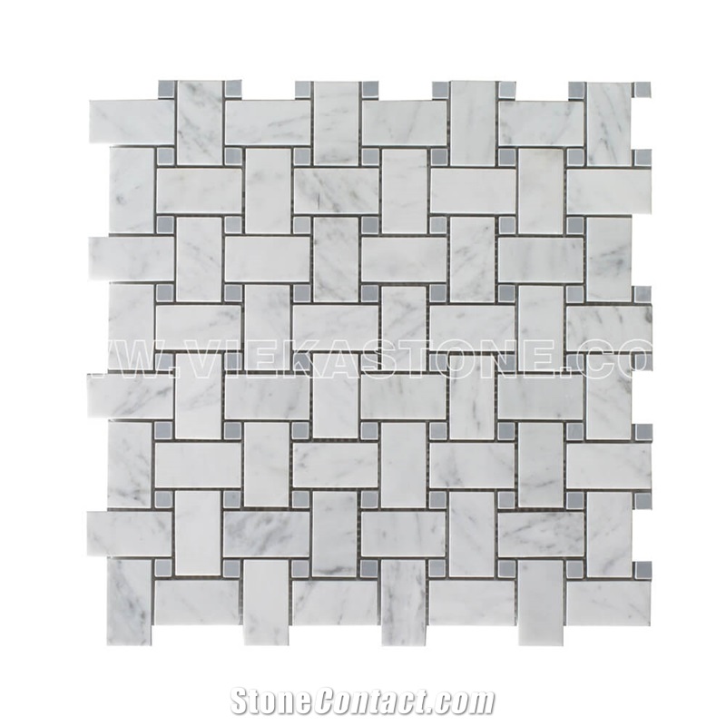 Bianco Carrara White Marble Mosaic Tile Basketweave Mosaic