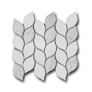 Bianco Carrara White Marble Mosaic Tile Leaf Polished for Interiro Kitchen, Bathroom, Backsplash Wall Floor Covering