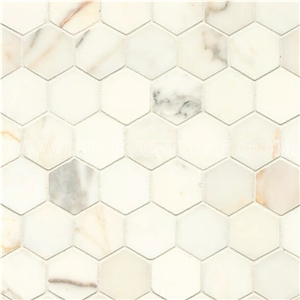 Calacatta Marble Mosaic Tile Hexagon Polished for Interior Kitchen, Bathroom, Backsplash Wall Floor Covering