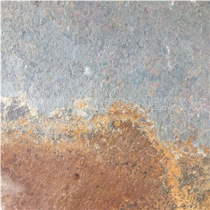 China Multicolor Rusty Slate Tile Slab Interior and Exterior Nature Split Face Landscaping Building Paving Stone for Wall Cladding Covering and Floor