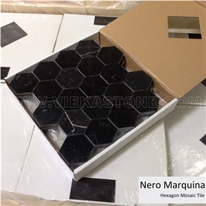 Chinese Nero Marquina Marble Mosaic Tile Subway for Interior Kitchen, Bathroom, Backsplash Wall Floor Covering