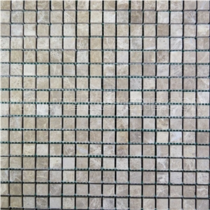 Light Emperador Marble Mosaic Small Square for Interior Kitchen, Bathroom, Backsplash Wall Floor Covering
