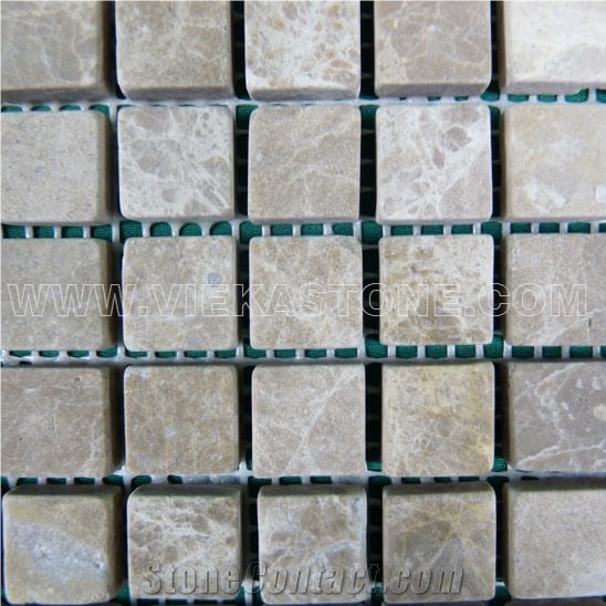 Light Emperador Marble Mosaic Small Square for Interior Kitchen, Bathroom, Backsplash Wall Floor Covering