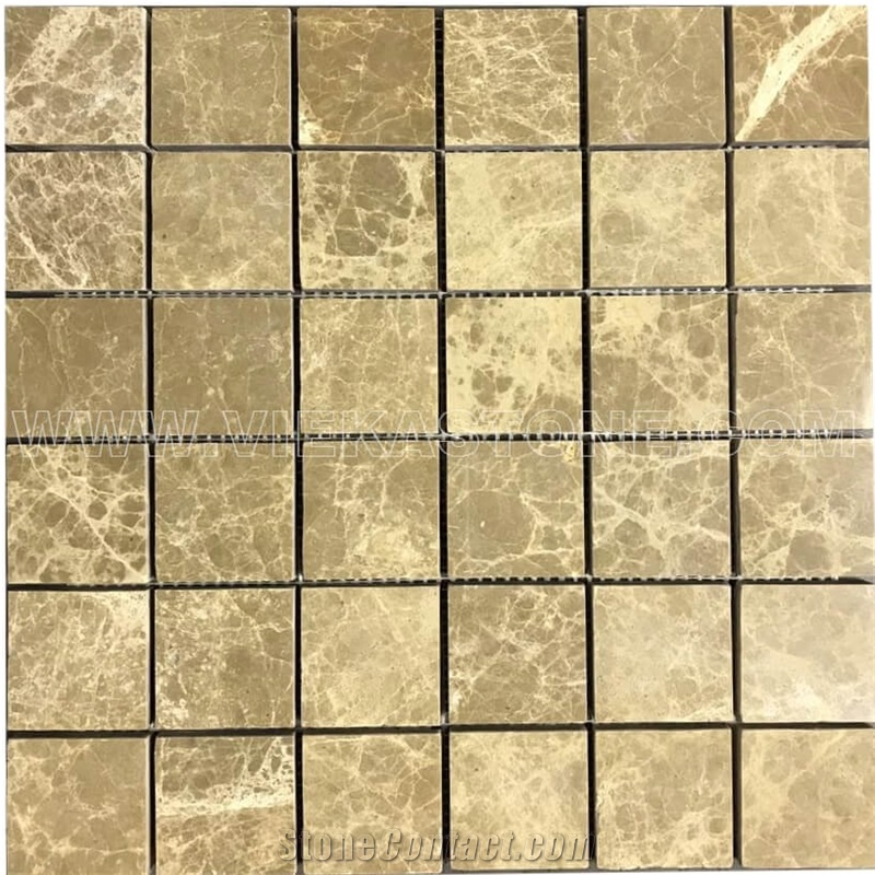 Light Emperador Marble Mosaic Tile Square for Interior Kitchen, Bathroom, Backsplash Wall Floor Covering