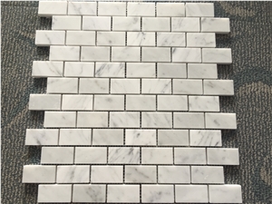 Italian Bianco Carrara White Marble Polished Mosaics, Blanc De Carrare, Bianco Di Carrara Marble, Interior Wall and Floor Covering Stone, Bc-M1001