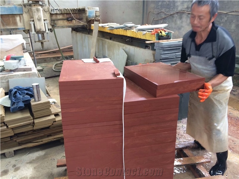 China Red Sandstone Honed Surface Paving Stones Competitive Prices