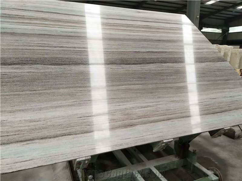 Crystal Wood Vein White Marble Slabs High Polished Straigt Vein Competitive Prices