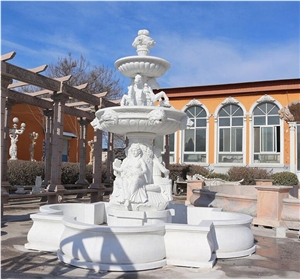3 Tier Outdoor White Marble Garden Water Fountain