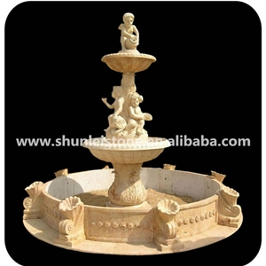 Beige Marble Sculptured Garden Fountain