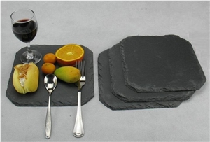 Black Slate Cup Mat,Slate Products for Food,Non-Slip Tableware Slate Cup Stone Mat