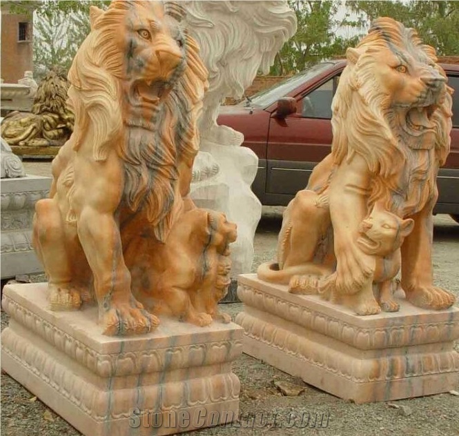 Carving Stone Statues, Lion Sculpture