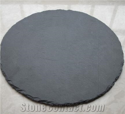 Cheap Black Slate Plates, Grey Slate Tableware, Slate Cheese Board with Laser Engraved, Wholesale Slate Tableware