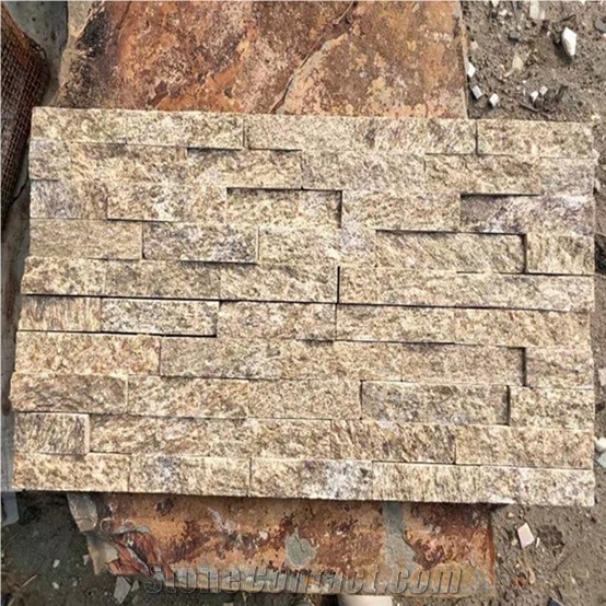 Cheap Tiger Skin Yellow Cultural Stone for Wall Decoration