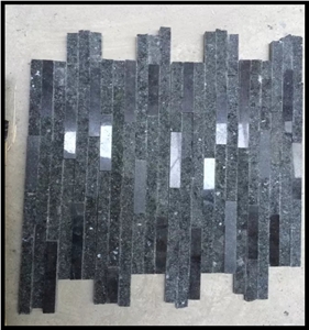 China Black Quartzite Z- Shaped Wall Cladding Panels, Grey Granite Split Face Wall Cladding Panel