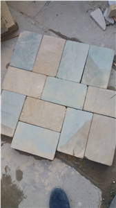 China Dual Color Yellow and Grey Sanstone Honed Cube Stone/Pavers