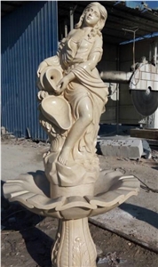 Egypt Cream Marble Garden Carving Statue Water Fountain