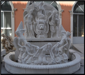Marble Figure Fountain, Stone Fountain Antique Finish, Large Marble Fountain