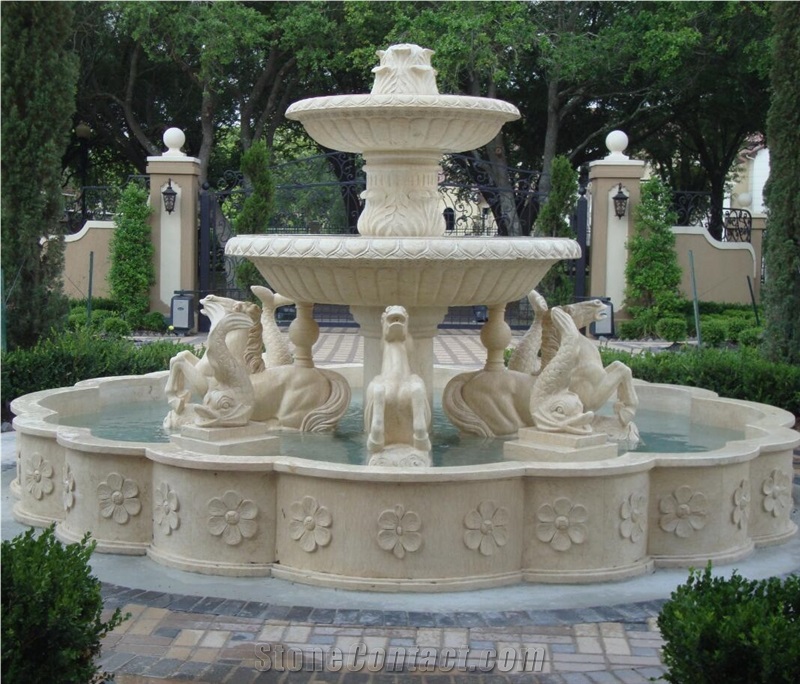 Marble Figure Fountain, Stone Fountain Antique Finish, Large Marble Fountain
