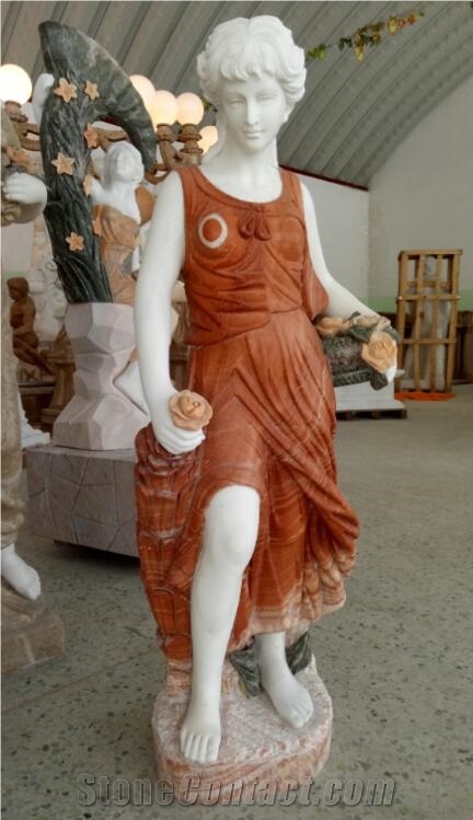 Marble Mixed Color Stone Statue Figure ,Sitting Lady Statue Sculpture