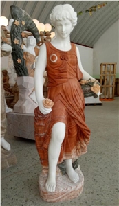 Marble Mixed Color Stone Statue Figure ,Sitting Lady Statue Sculpture