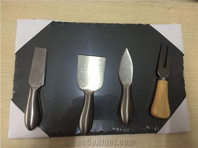 Natural Black Slate Table Ware Set , Good Quality Competitive Price Slate Cheese Dish