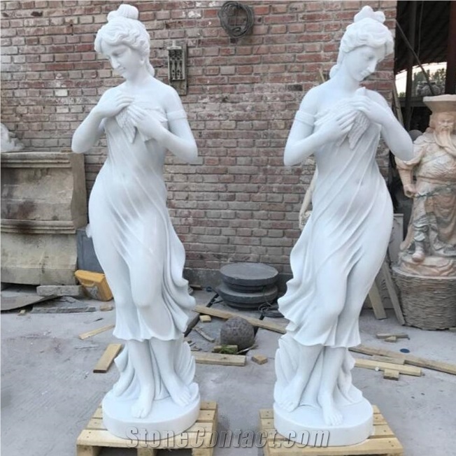 Replica Of Life Size Greek Design White Marble Statues