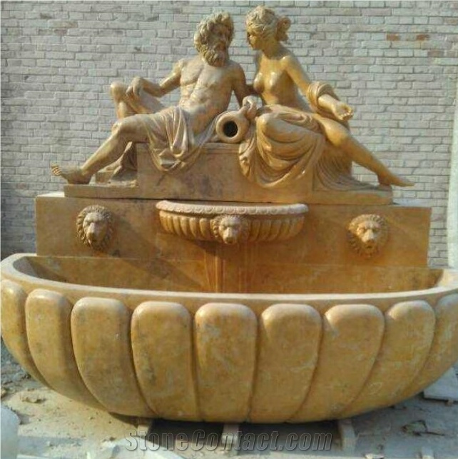 Wall Fountain for Garden, Hand Carved Marble Wall Fountain