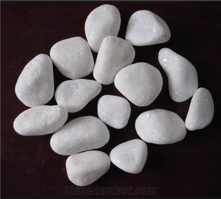 White Round Pebble Stone, White Pebble Stone, White Tumbled Pebble Stone