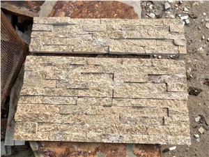 Z Shape Tiger Skin Yellow Granite Stone Wall Panels Cement Culture Stone