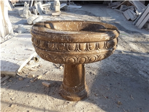 Chinese Emperador Marble Sink with Pedestal