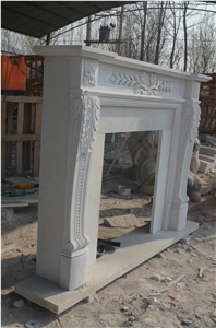 Classic White Marble Fireplace Mantel Surround Flower Hearth