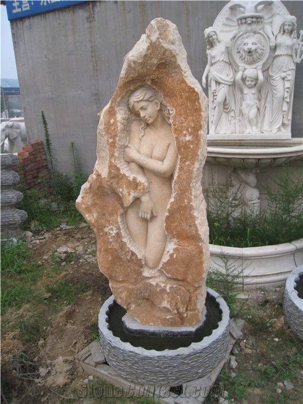 Hand Carved Lady Statue from Rock Stone