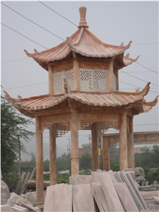Pink Marble Double Gazebo in Chinese Style