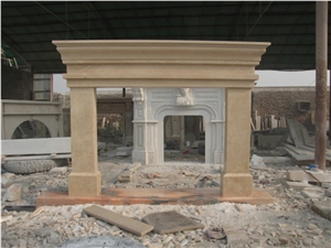 Solid Beige Marble Fireplace Mantel Surround