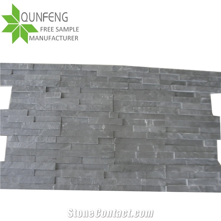 Dark Grey/Black Stacked Stone Slate Wall Decoration