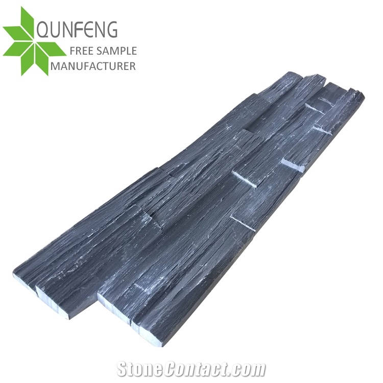 Ce Passed Erosion Resistance Antacid Durable Rough Surface Natural Black Slate Wall Panel