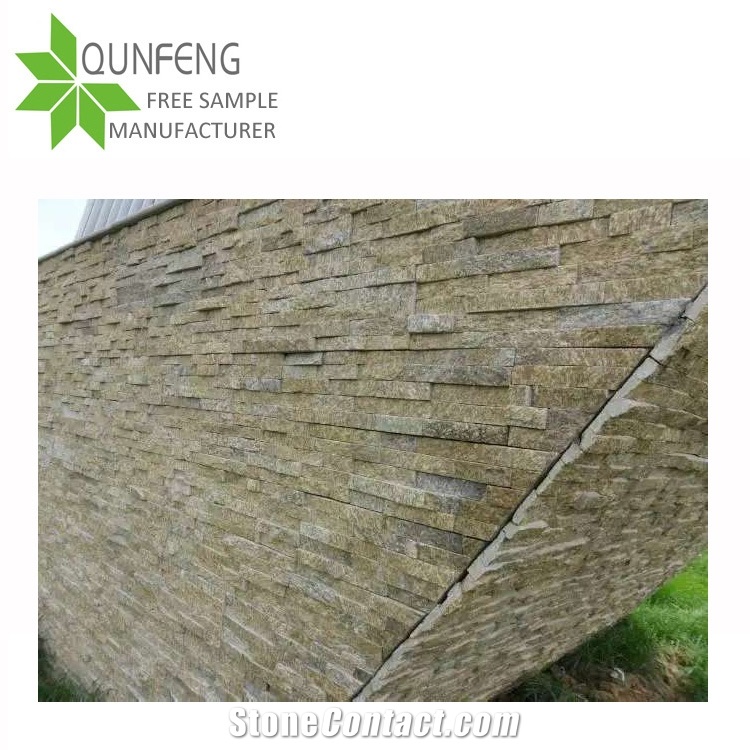 Cheap Price for Tiger Skin Yellow Quartzite Stacked Stone,Cultured Slate Stone,Wall Panel Stone