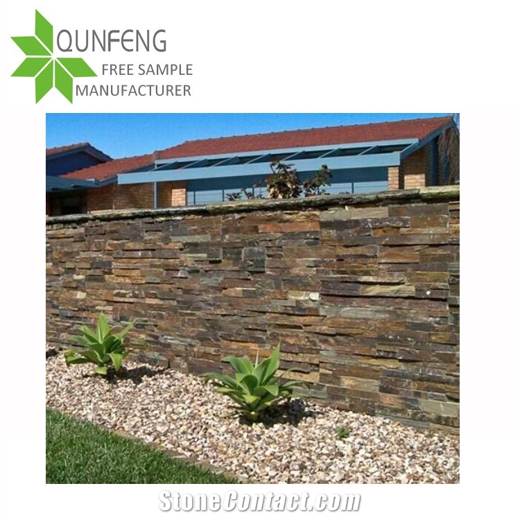 Durable Non-Fading Natural Rusty Slate Stacked Stone Veneer Culture Stone Wall Panel