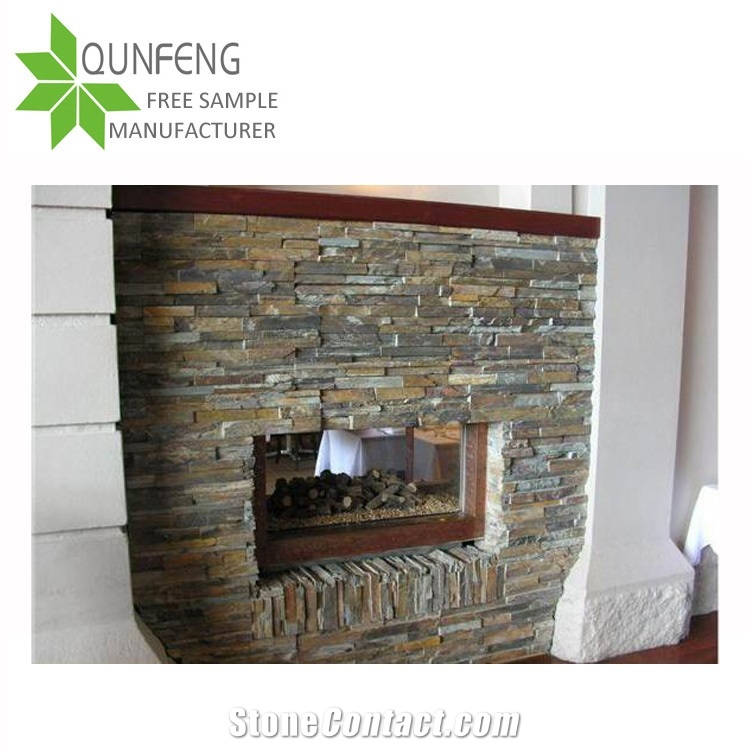 Durable Non-Fading Natural Rusty Slate Stacked Stone Veneer Culture Stone Wall Panel