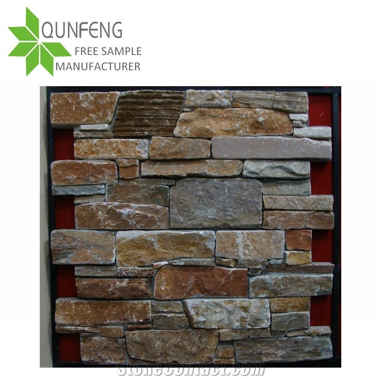 Durable Non-Fading Natural Surface Multicolor Ledge Stone/Slate Stone Wall Cladding