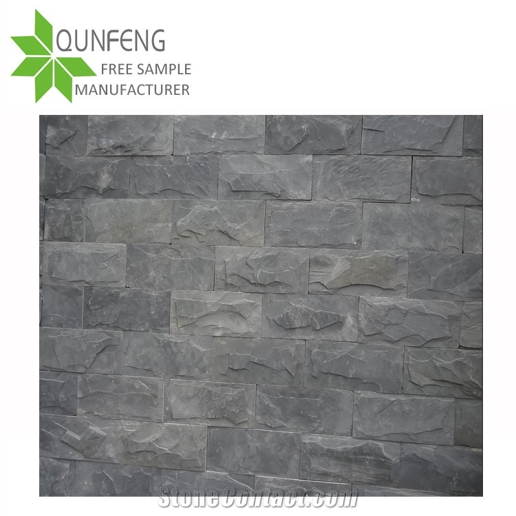 Erosion Resistance Antacid Durable Non-Fading Split Surface Natural Black Mushroom Stone Wall Slate Tile