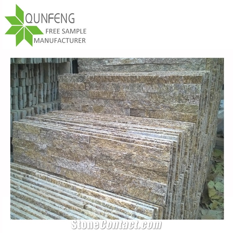 Erosion Resistance Antacid Split Surface Durable Natural Yellow Quartzite Culture Stone Wall Panel/Stacked Stone Wall Cladding
