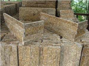 Erosion Resistance Antacid Split Surface Durable Natural Yellow Quartzite Culture Stone Wall Panel/Stacked Stone Wall Cladding