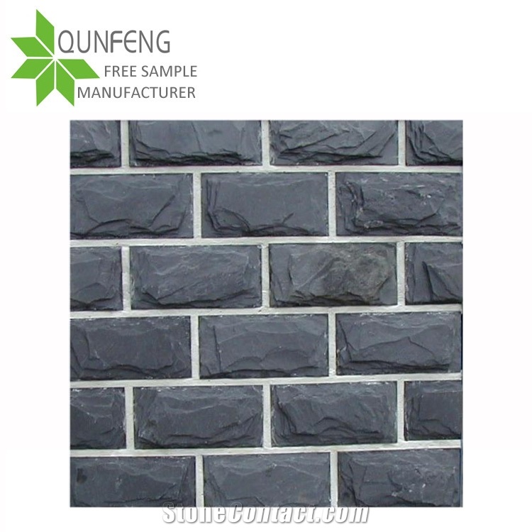 High Quality Black Slate Mushroom Stone for Exposed Wall Decor,Mushroom Slate Stone Tiles for Cladding