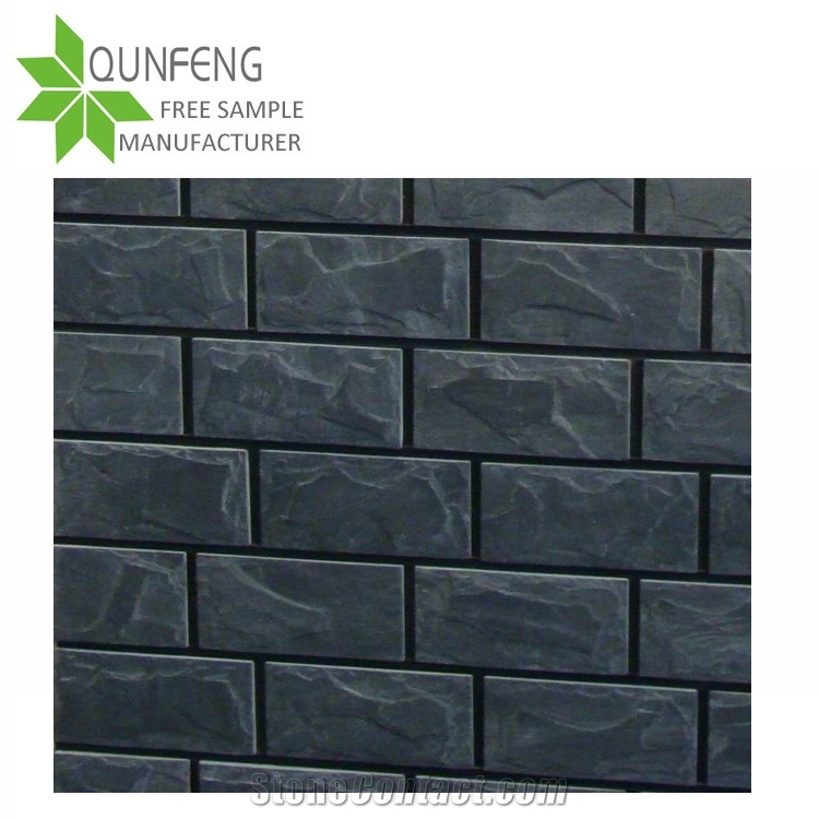 High Quality Black Slate Mushroom Stone for Exposed Wall Decor,Mushroom Slate Stone Tiles for Cladding