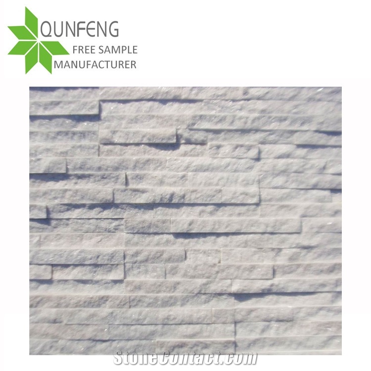 Popular Pure White Quartzite Culture Stone, Quartzite Cladding Stone for Wall Decorative